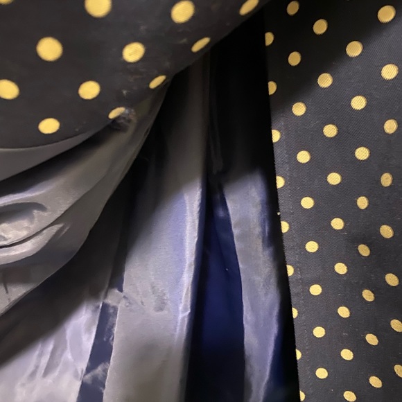 Myrtlewood ModCloth Navy Blue With White Polka Dot Trench Coat SZ 2XL - Picture 5 of 7